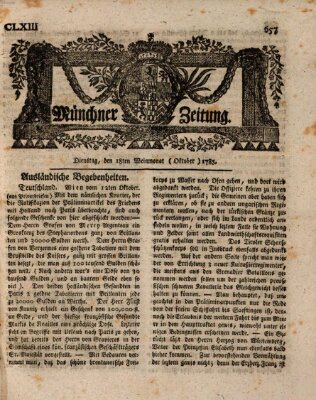 Münchner Zeitung (Süddeutsche Presse) Dienstag 18. Oktober 1785
