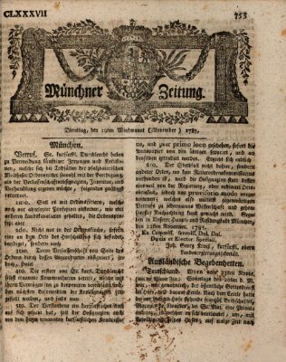 Münchner Zeitung (Süddeutsche Presse) Dienstag 29. November 1785