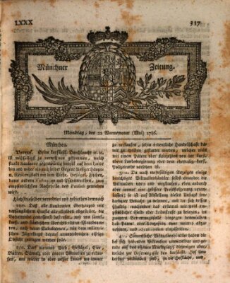 Münchner Zeitung (Süddeutsche Presse) Montag 22. Mai 1786