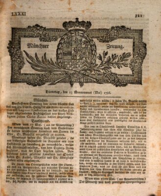 Münchner Zeitung (Süddeutsche Presse) Dienstag 23. Mai 1786