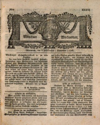 Münchner Zeitung (Süddeutsche Presse) Mittwoch 6. September 1786