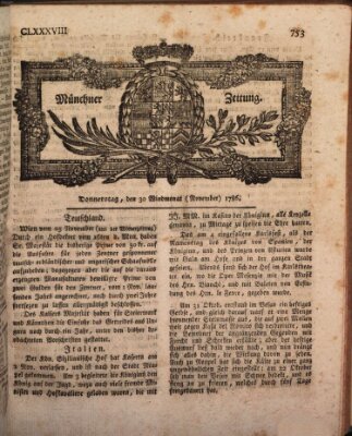 Münchner Zeitung (Süddeutsche Presse) Donnerstag 30. November 1786
