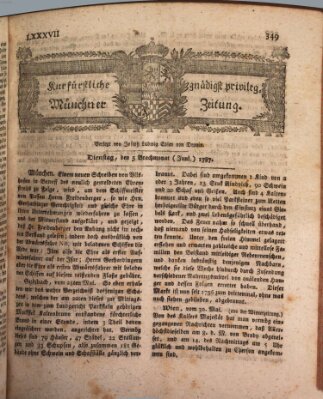 Kurfürstlich gnädigst privilegirte Münchner-Zeitung (Süddeutsche Presse) Dienstag 5. Juni 1787