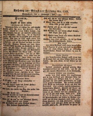 Kurfürstlich gnädigst privilegirte Münchner-Zeitung (Süddeutsche Presse) Samstag 21. Juli 1787