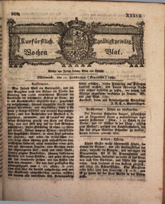 Kurfürstlich gnädigst privilegirte Münchner-Zeitung (Süddeutsche Presse) Mittwoch 12. September 1787