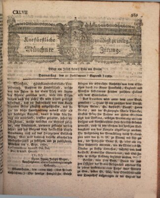 Kurfürstlich gnädigst privilegirte Münchner-Zeitung (Süddeutsche Presse) Donnerstag 20. September 1787