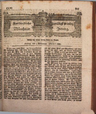 Kurfürstlich gnädigst privilegirte Münchner-Zeitung (Süddeutsche Presse) Freitag 5. Oktober 1787