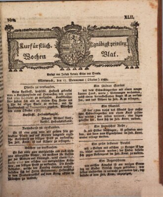 Kurfürstlich gnädigst privilegirte Münchner-Zeitung (Süddeutsche Presse) Mittwoch 17. Oktober 1787