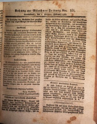 Kurfürstlich gnädigst privilegirte Münchner-Zeitung (Süddeutsche Presse) Samstag 2. Februar 1788
