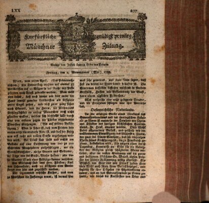 Kurfürstlich gnädigst privilegirte Münchner-Zeitung (Süddeutsche Presse) Freitag 2. Mai 1788
