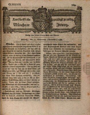 Kurfürstlich gnädigst privilegirte Münchner-Zeitung (Süddeutsche Presse) Freitag 28. November 1788