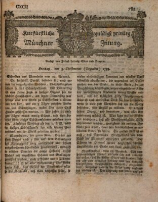 Kurfürstlich gnädigst privilegirte Münchner-Zeitung (Süddeutsche Presse) Freitag 5. Dezember 1788