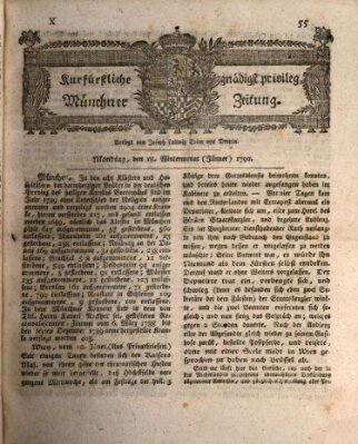 Kurfürstlich gnädigst privilegirte Münchner-Zeitung (Süddeutsche Presse) Montag 18. Januar 1790