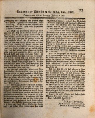 Kurfürstlich gnädigst privilegirte Münchner-Zeitung (Süddeutsche Presse) Samstag 20. Februar 1790
