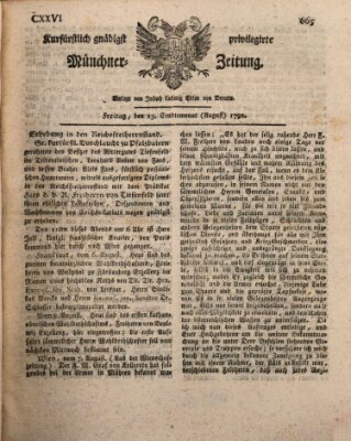 Kurfürstlich gnädigst privilegirte Münchner-Zeitung (Süddeutsche Presse) Freitag 13. August 1790