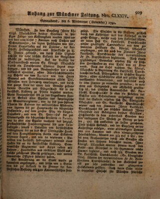 Kurfürstlich gnädigst privilegirte Münchner-Zeitung (Süddeutsche Presse) Samstag 6. November 1790