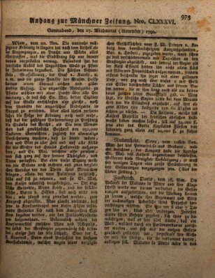 Kurfürstlich gnädigst privilegirte Münchner-Zeitung (Süddeutsche Presse) Samstag 27. November 1790