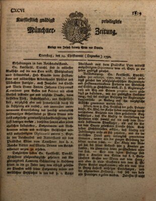Kurfürstlich gnädigst privilegirte Münchner-Zeitung (Süddeutsche Presse) Dienstag 14. Dezember 1790