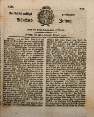 Kurfürstlich gnädigst privilegirte Münchner-Zeitung (Süddeutsche Presse) Freitag 18. Februar 1791