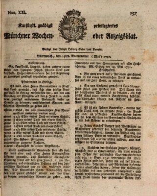 Kurfürstlich gnädigst privilegirte Münchner-Zeitung (Süddeutsche Presse) Mittwoch 25. Mai 1791