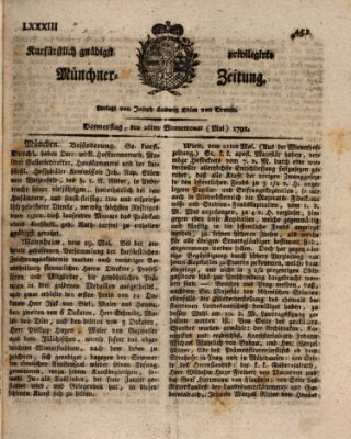 Kurfürstlich gnädigst privilegirte Münchner-Zeitung (Süddeutsche Presse) Donnerstag 26. Mai 1791