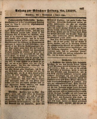 Kurfürstlich gnädigst privilegirte Münchner-Zeitung (Süddeutsche Presse) Samstag 2. Juni 1792
