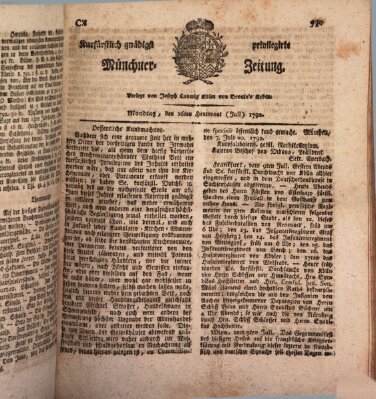 Kurfürstlich gnädigst privilegirte Münchner-Zeitung (Süddeutsche Presse) Montag 16. Juli 1792