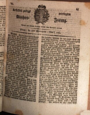 Kurfürstlich gnädigst privilegirte Münchner-Zeitung (Süddeutsche Presse) Freitag 11. Januar 1793