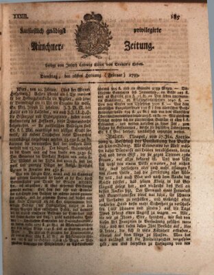 Kurfürstlich gnädigst privilegirte Münchner-Zeitung (Süddeutsche Presse) Dienstag 26. Februar 1793