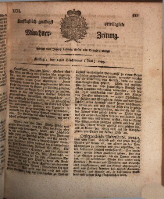 Kurfürstlich gnädigst privilegirte Münchner-Zeitung (Süddeutsche Presse) Freitag 14. Juni 1793