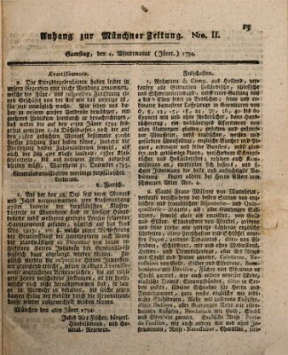 Kurfürstlich gnädigst privilegirte Münchner-Zeitung (Süddeutsche Presse) Samstag 4. Januar 1794