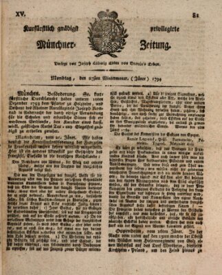 Kurfürstlich gnädigst privilegirte Münchner-Zeitung (Süddeutsche Presse) Montag 27. Januar 1794