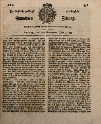Kurfürstlich gnädigst privilegirte Münchner-Zeitung (Süddeutsche Presse) Dienstag 13. Mai 1794