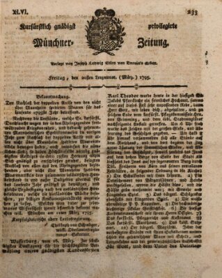 Kurfürstlich gnädigst privilegirte Münchner-Zeitung (Süddeutsche Presse) Freitag 20. März 1795