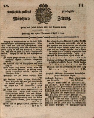 Kurfürstlich gnädigst privilegirte Münchner-Zeitung (Süddeutsche Presse) Freitag 17. April 1795