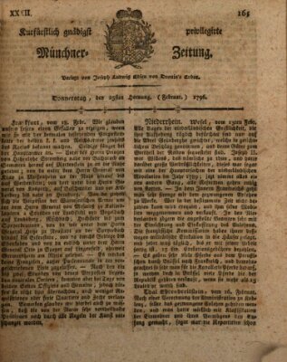 Kurfürstlich gnädigst privilegirte Münchner-Zeitung (Süddeutsche Presse) Donnerstag 25. Februar 1796