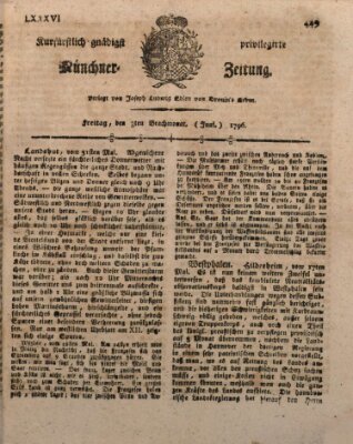 Kurfürstlich gnädigst privilegirte Münchner-Zeitung (Süddeutsche Presse) Freitag 3. Juni 1796