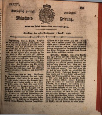 Kurfürstlich gnädigst privilegirte Münchner-Zeitung (Süddeutsche Presse) Dienstag 29. August 1797