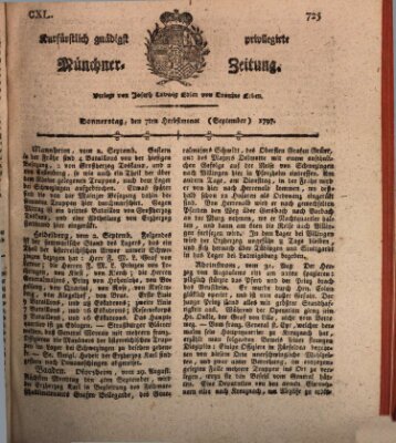 Kurfürstlich gnädigst privilegirte Münchner-Zeitung (Süddeutsche Presse) Donnerstag 7. September 1797