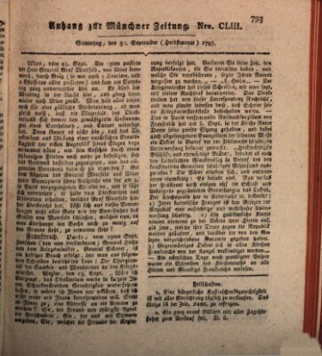 Kurfürstlich gnädigst privilegirte Münchner-Zeitung (Süddeutsche Presse) Samstag 30. September 1797
