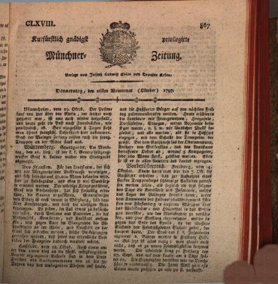 Kurfürstlich gnädigst privilegirte Münchner-Zeitung (Süddeutsche Presse) Donnerstag 26. Oktober 1797