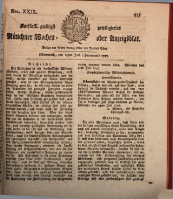 Kurfürstlich gnädigst privilegirte Münchner-Zeitung (Süddeutsche Presse) Mittwoch 19. Juli 1797