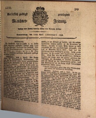 Kurfürstlich gnädigst privilegirte Münchner-Zeitung (Süddeutsche Presse) Donnerstag 12. April 1798