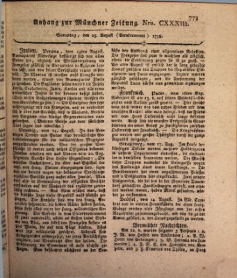 Kurfürstlich gnädigst privilegirte Münchner-Zeitung (Süddeutsche Presse) Samstag 25. August 1798