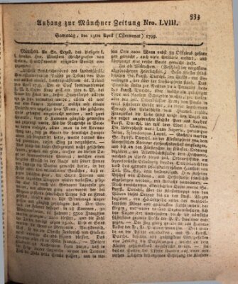 Kurfürstlich gnädigst privilegirte Münchner-Zeitung (Süddeutsche Presse) Samstag 13. April 1799