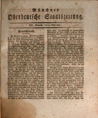 Münchner oberdeutsche Staatszeitung (Süddeutsche Presse) Mittwoch 22. Januar 1800