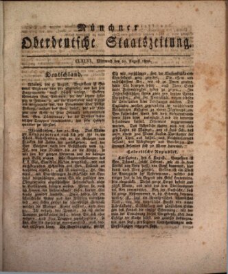 Münchner oberdeutsche Staatszeitung (Süddeutsche Presse) Mittwoch 20. August 1800