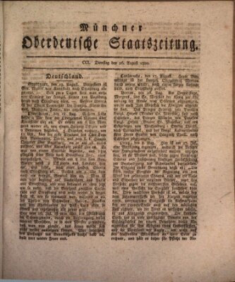 Münchner oberdeutsche Staatszeitung (Süddeutsche Presse) Dienstag 26. August 1800