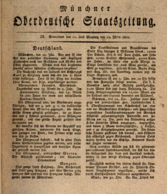 Münchner oberdeutsche Staatszeitung (Süddeutsche Presse) Samstag 10. Januar 1801