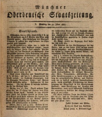 Münchner oberdeutsche Staatszeitung (Süddeutsche Presse) Montag 12. Januar 1801